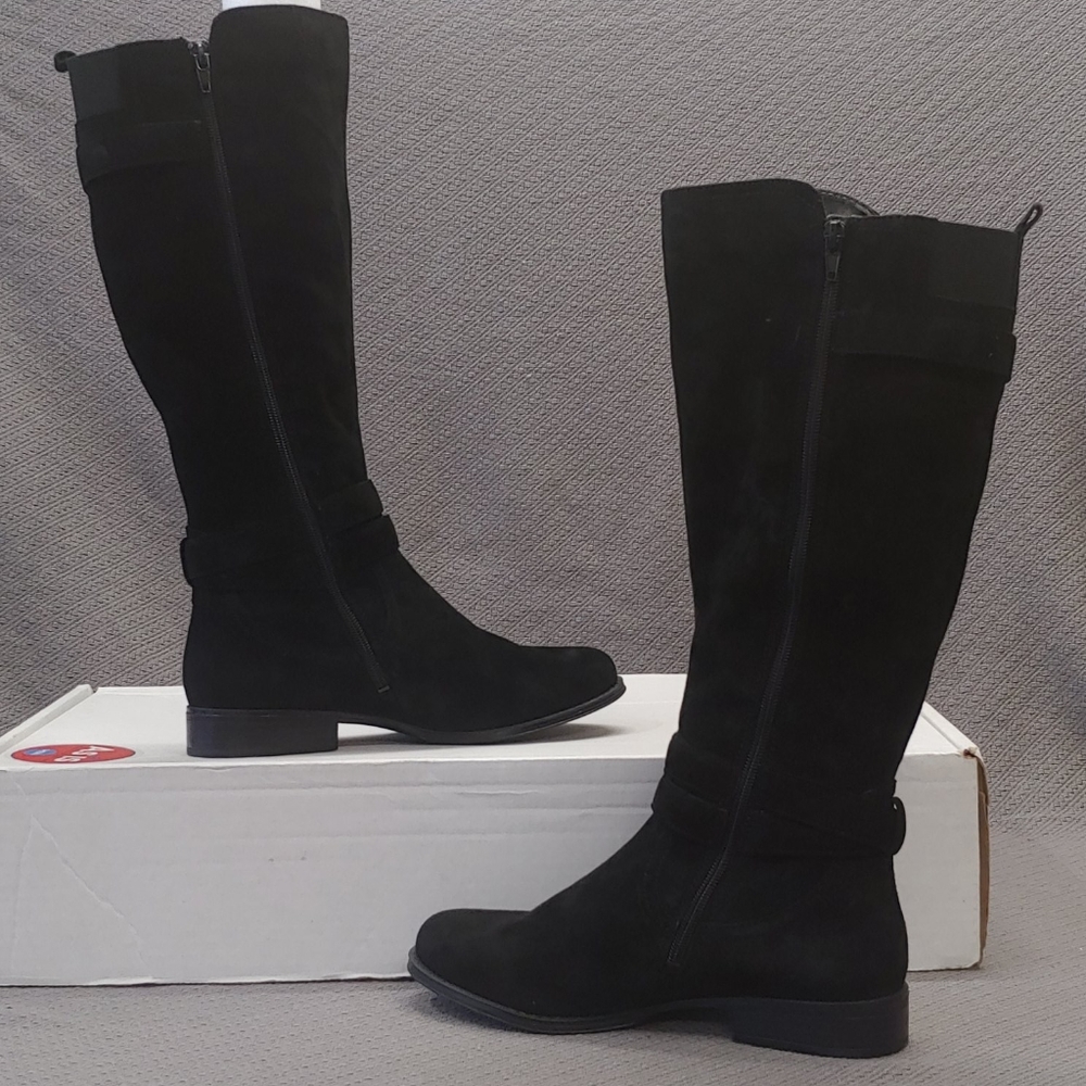 Naturalizer Jordan Suede Riding Boot Black- 8W - Picture 2 of 15